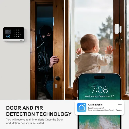 Vista 4 de PGST Sistema de seguridad inteligente para el hogar, sistema de alarma inalámbrico para el hogar con sensores de alarma de puerta de bricolaje