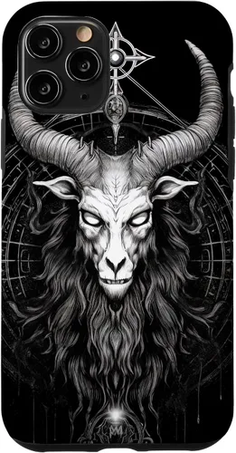 Vista 10 de iPhone 15 Baphomet Ocultista espeluznante gótico cabeza de cabra Satánico Diablo caso