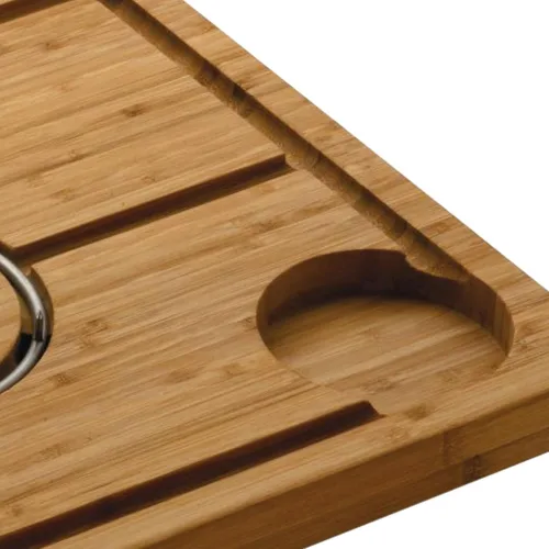 Vista 4 de Tabla de cortar y tallar juntas de madera de bambú con pinchos de lujo, 15.7 x 11.0 in