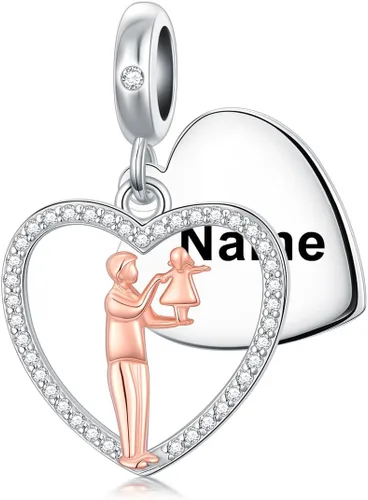 Vista 111 de PROESS Dije para padre, madre e hija, pulsera de plata de ley para pulseras, regalos de cumpleaños, día de San Valentín, para hija, madre, amante
