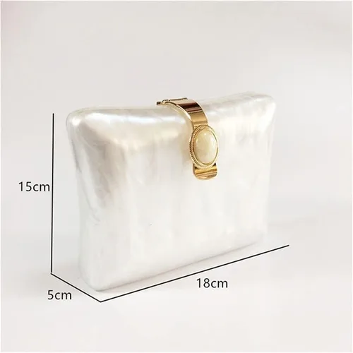 Vista 2 de ZLXDP - Bolso de mano de acrílico perla para noche, bolso de mano de cadena para boda, fiesta, mujer, bolso cruzado