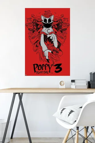 Vista 4 de Poppy Playtime: Capítulo 3 - Póster de pared ahumado, 34 pulgadas de largo x 22.4 pulgadas de ancho, versión sin marco
