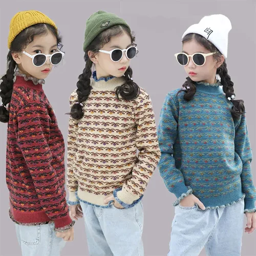 Vista 4 de Camisetas para bebé niña, suéter con mangas de suéter, ropa de una niña larga con fondo largo para niñas de bebé simple
