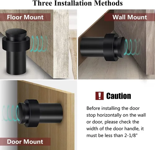 Vista 2 de KOLAKO Tope de puerta, tope de puerta de piso, negro para parte inferior de la puerta, 2 pulgadas (1.969 in), resistente, cilíndrico comercial