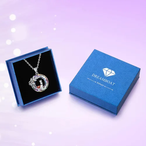 Vista 7 de Dreamboat Alpaca Pendant Necklace Llama Necklaces Sterling Silver Crystal Heart Necklaces for Women Mama Necklace Animal Necklace Mother Daughter