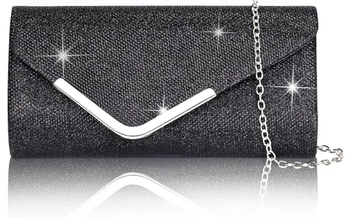 Vista 20 de Bolso de mano Larcenciel para mujer, bolso de lentejuelas brillante con cadena, bolso de noche con destellos para fiestas y graduaciones