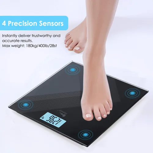 Vista 8 de himaly Báscula digital de peso corporal, báscula de baño recargable tipo C con tecnología Step-On, pantalla de luz trasera, escala de peso digital