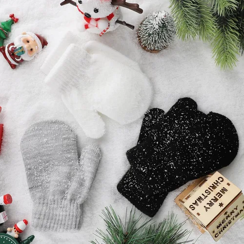 Vista 7 de 6 pares de mitones de invierno para bebés, guantes mágicos de punto para niños y niñas