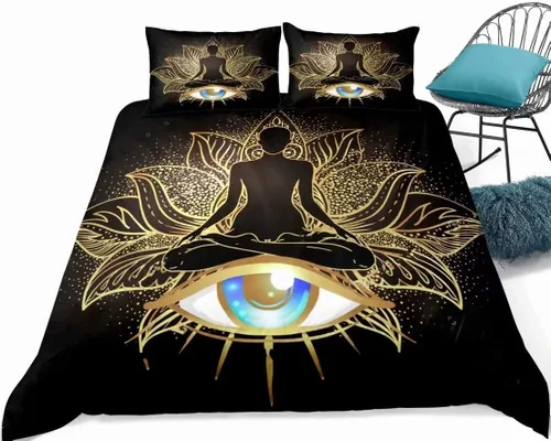 Vista 6 de Juego de funda de edredón de mandala bohemio, 3D, exótico, bohemio, elegante, estampado floral indio, lujoso, de microfibra suave, juego de ropa
