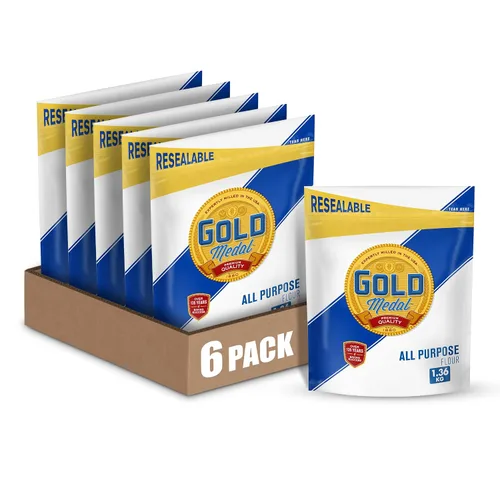 Vista 4 de Gold Medal Harina multiusos, harina para hornear, bolsa resellable de 3 libras