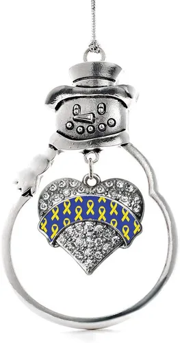 Vista 21 de Inspired Silver - Big Sis - Adorno de Navidad plateado - Adorno de árbol de Navidad con dije de corazón con circonita cúbica - Decoración colgante