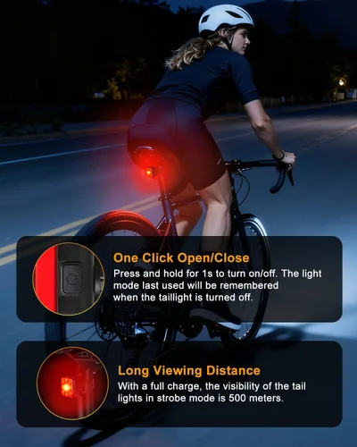 Vista 9 de WSDCAM Luces traseras LED para bicicleta, paquete de 2, luces traseras de Negro