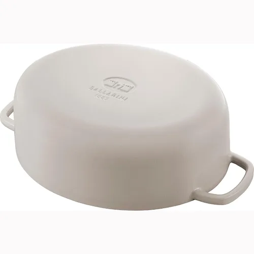 Vista 7 de BALLARINI Bellamonte Horno holandés ovalado de hierro fundido de 4.75 cuartos de galón, color blanco crema