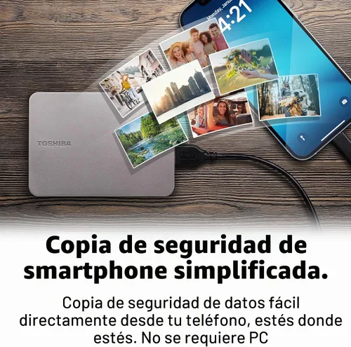 Vista 3 de Toshiba Canvio Flex 1TB - Disco duro externo portátil de 2.5 pulgadas (HDD) para Mac, PC con Windows, teléfono inteligente y tableta, compatible