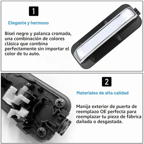 Vista 4 de Moonlinks - Manija de puerta trasera izquierda compatible con Ford F150 2015-2020 F150 Left Rear Door Handle Replacement Chrome Palanca cromada.
