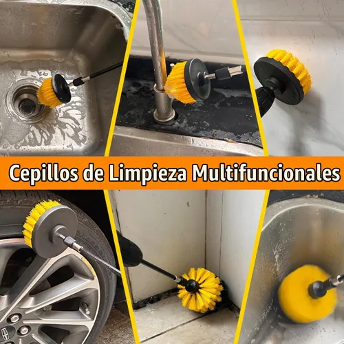 Vista 2 de Juego de 10 cepillos de taladro, kit de cepillos para taladro, incluye almohadillas para fregar, juego de accesorios de cepillo de limpieza