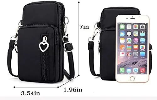 Vista 7 de JUMISEE Bolsa cruzada de 3 capas para teléfono móvil, bolsa de nailon para smartphone