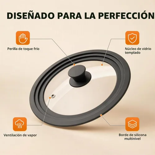 Vista 5 de Tapa universal para ollas, sartenes y sartenes de 7.5 a 9.5 pulgadas, tapa