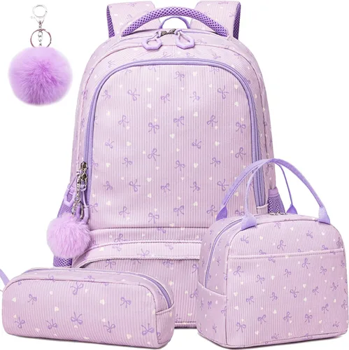 Vista 15 de Juego de mochila para niñas con diseño de unicornio, mochila escolar para niños, mochila para libros para niñas, set 3 en 1, regreso a clases