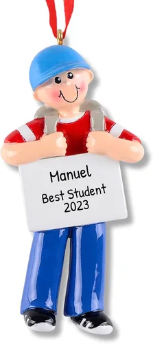 Vista 9 de Adornos escolares personalizados 2024 – Regalos de regreso a clases para estudiantes, mi primer día de escuela, nerviosismo, adornos de Navidad