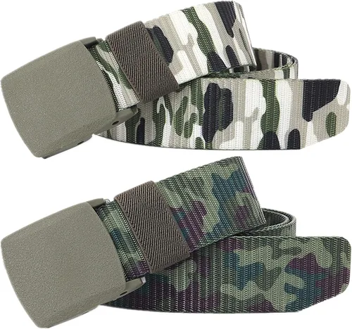 Vista 31 de Cinturón para hombre, cinturón táctico militar de nailon con hebilla sin metal, paquete de 2