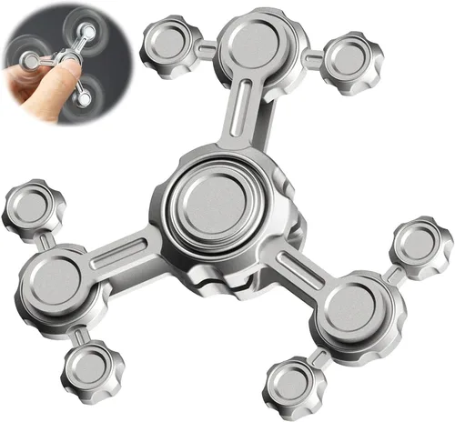 Vista 8 de Dilabnba Infinity Gear Fidget Spinners juguete para niños y adultos, juguete de metal fresco para aliviar el estrés, antiansiedad, luz que brilla