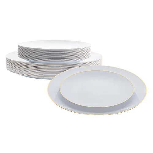 Vista 26 de Restaurantware Moderna - Platos desechables de 7.5 pulgadas, 40 platos de plástico duraderos para fiestas, platos llanos de plástico transparente