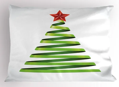 Vista 14 de Ambesonne Juego de 2 fundas de almohada navideñas, diseño de estrellas de Navidad y copos de nieve, letras retro, ropa de cama de microfibra