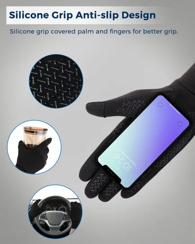 Vista 3 de Aegend Guantes de correr ligeros, guantes cálidos, guantes para mujer, guantes de pantalla táctil, guantes de ciclismo, deportes, guantes