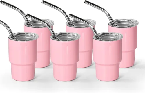 Vista 14 de AGH vaso de chupito de 3 oz, mini vaso con popote y tapa, vasos de chupito de acero inoxidable mate de colores, vasos con aislamiento al vacío