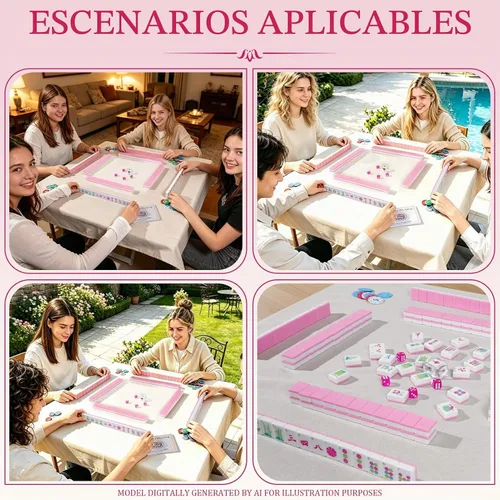 Vista 2 de Juego de 160 azulejos de melamina grabados de alta calidad con bolsa Rosa