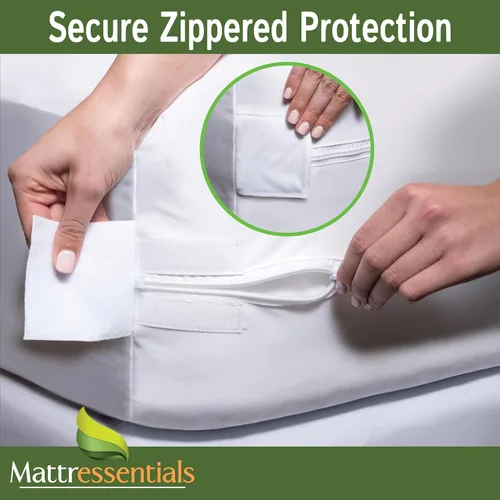 Vista 5 de Protector de colchón individual con cremallera (5 a 7 pulgadas de profundidad), funda de colchón impermeable para chinches de cama, funda