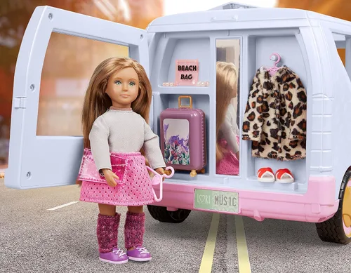 Vista 8 de Lori Sweet Escape SUV de lujo para muñecas pequeñas, coche rosa con luces