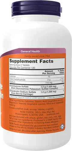 Vista 2 de NOW Foods Suplementos, Glucosamina y Condroitina de Fuerza Extra, Formas de Sulfato, 240 Tabletas