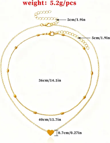 Vista 3 de Tgirls Gargantilla de cobre en capas, collares con colgante de corazón, collar de bola, joyería para mujer