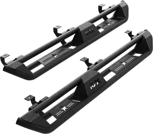 Vista 8 de KYX Estribos para Ford F150 2015-2024 2017-2024 F250 F350 Supercrew Cab, 3 peldaños laterales de tubo, diseño de dos escalones para puerta