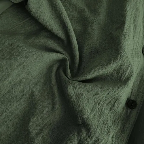 Vista 4 de Camisa de guayabera cubana para hombre, estilo casual, con botones, de manga corta, para verano, playa, hippie, color sólido, tops de trabajo