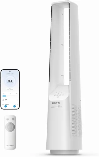 Vista 13 de PELONIS - Ventilador inteligente sin aspas de 40 pulgadas para dormitorio - Ventilador de torre, compatible con Alexa/Google/WiFi, motor DC, 6