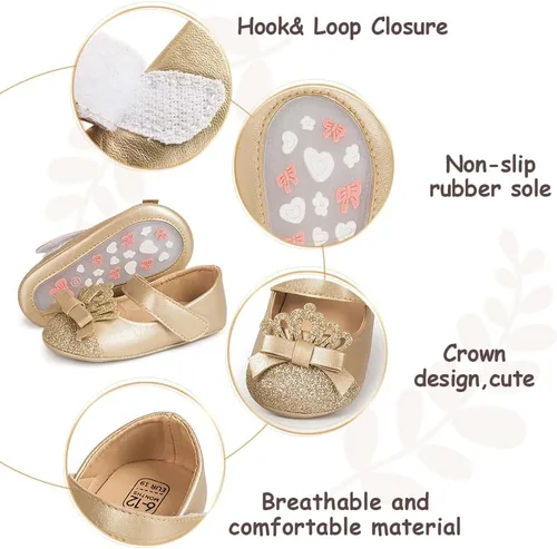 Vista 6 de HsdsBebe Zapatos planos Mary Jane para bebés y niñas, suela suave, antideslizante, con lazo, suela suave, para los primeros pasos, zapatos de vestir