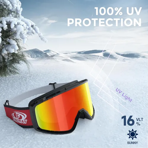 Vista 4 de findway OTG - Gafas de esquí, gafas de nieve y snowboard para hombres, mujeres y jóvenes [mejoradas] aptas para todos los cascos, antiniebla