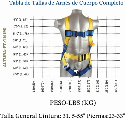 Vista 3 de Arnés de seguridad para protección contra caídas, compatible con OSHA/ANSI, con amortiguador de choques interno y gancho