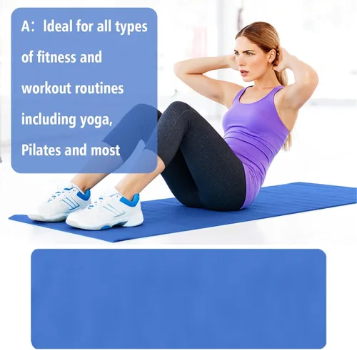 Vista 3 de Tapete de yoga grueso de 1/5 pulgadas de grosor, antideslizante, antidesgarros, de alta densidad, con correa de transporte, tapete de yoga grande