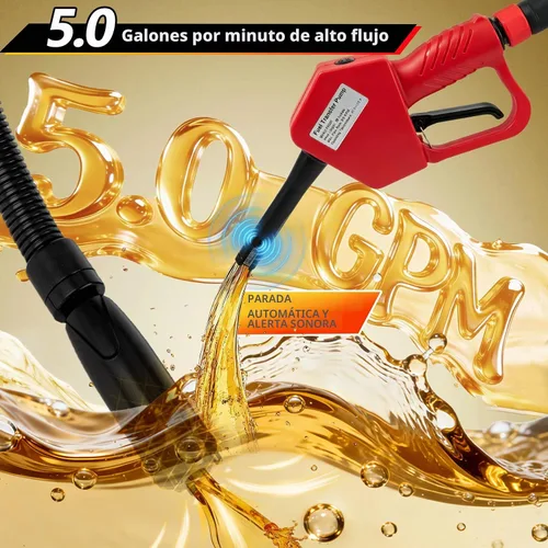 Vista 2 de Bomba de transferencia de combustible 5GPM con parada automática y boquilla manual, elevación de bombeo de 118 pulgadas, se adapta a diferentes