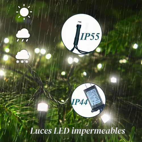 Vista 5 de aneeway Luces para árbol de Navidad con remates de estrella, 410 luces LED de Navidad con 8 modos y función de memoria, tira de luces de 6.6 pies x