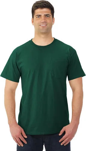 Vista 34 de Jerzees Camiseta pesada con cuello redondo y bolsillo en el pecho para hombre