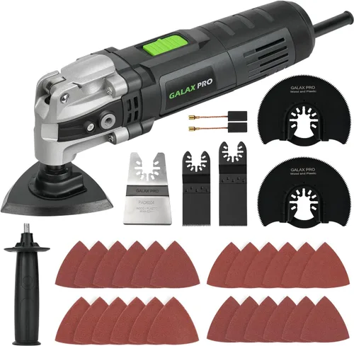 Vista 10 de GALAX PRO Multiherramienta oscilante 22000 OPM 2.0A, ángulo oscilante de 3 grados con 3 hojas de sierra, 1 placa de lijado de hoja semicírcula, 6