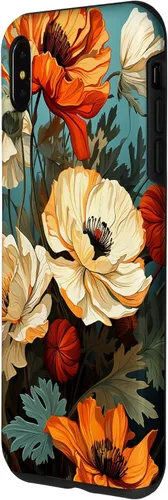 Vista 2 de Funda de flores mexicanas para iPhone XS Max Marigold Flower and Teal Aqua Blue Cyan