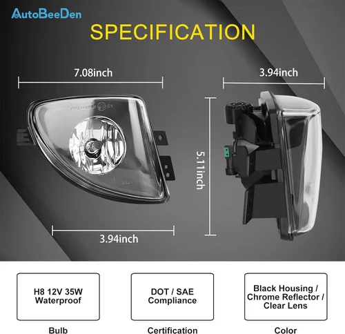 Vista 3 de Faros antiniebla compatibles con BMW 528i 535i 550i xDrive Sedan, ActiveHybrid 5 Sedan, F10 F11 5 Series, 2011 2012 2013, 1 par de lámparas
