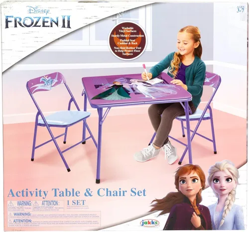 Vista 2 de Disney Frozen Juego de mesa y sillas plegables para niños de 36 meses hasta 7 años, incluye: 1 mesa