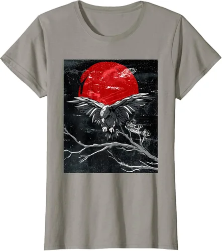 Vista 49 de Red Moon Raven - Camiseta japonesa de cuervo negro, Negro, S